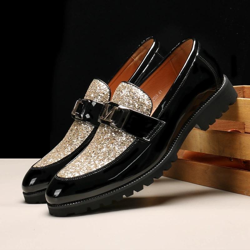 New Designer Men Pointed Toe Patchwork Slip On Gentleman Wedding Homecoming Dress Shoes Flats Casual Loafer Zapatos Hombre
