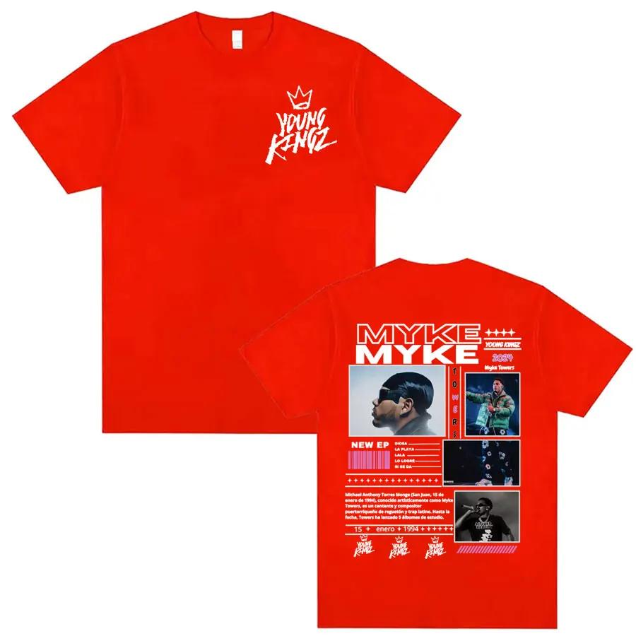 Rapper Myke Towers Young Kingz Album Graphics T Shirts Men Women Fashion Vintage Hip Hop Tshirt Casual T Shirt