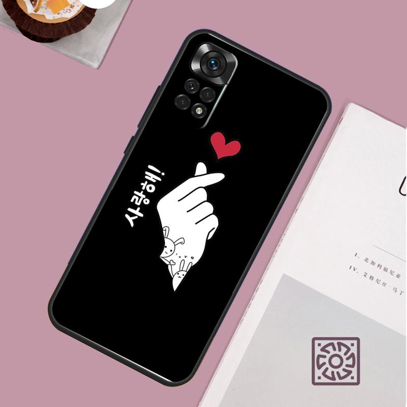 Cute Korean Saranghae I Love You Case For Xiaomi Redmi Note 14 Pro 13 12 11 10 15 Pro Plus Redmi 15C 15 14C 13C 10C 12C Cover