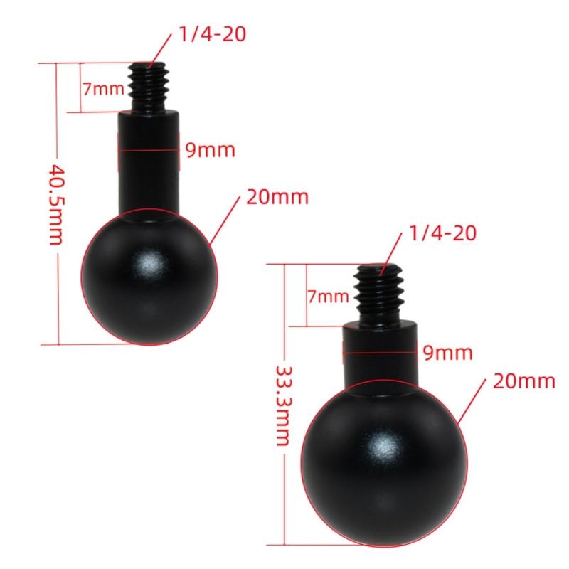 Aluminum 20mm Ball Head to 1/4 Inch Screw Connector 20mm Ball Head Conversion Upgrades for Universal Device Holders