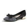 French pointed single shoes women's summer new shallow rhinestone thick heel medium heel temperament large size 40-43