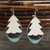 Teardrop Multicolor Leather Christmas Tree Earrings - Retro Style