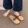 Flat-bottomed bag head half slippers women's summer outer wear 2025 new one-pedal evening women's shoes half-tot Mary Jane single shoes