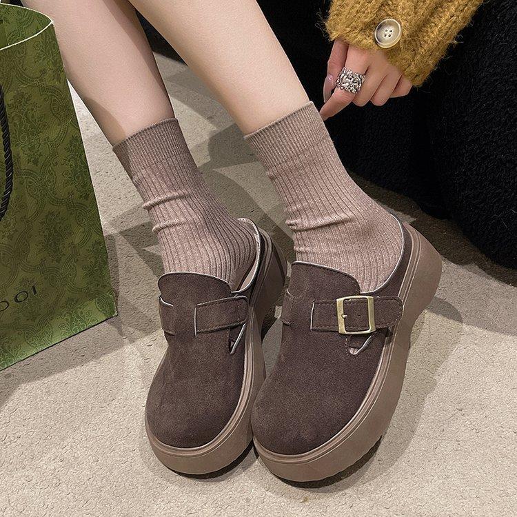 [Youshilai] High-end Thick-soled One-pedal Women's 2025 Spring New Baotou Casual Versatile Lazy Single Shoes