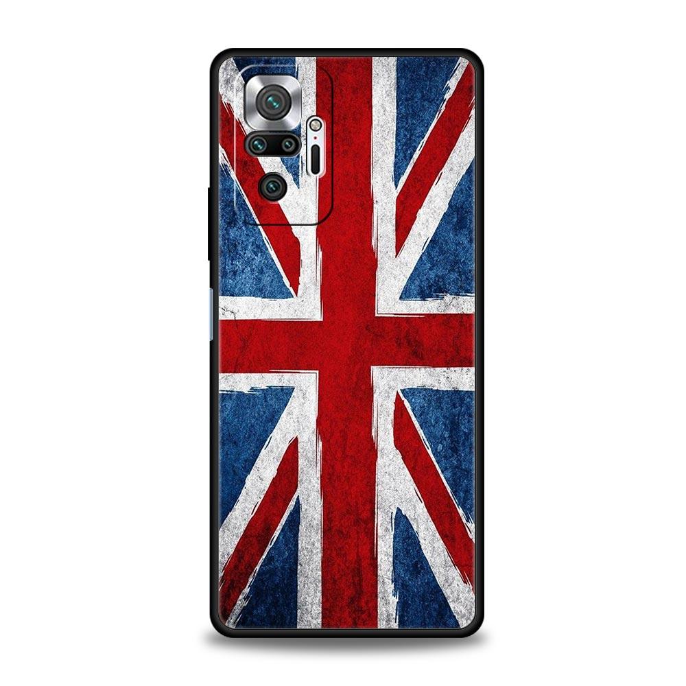 England UK Flags Phone Case For Xiaomi Redmi Note 14 13 5G 10 11 12 Pro Plus 4G 14C 13C 12C 10C Black Cover