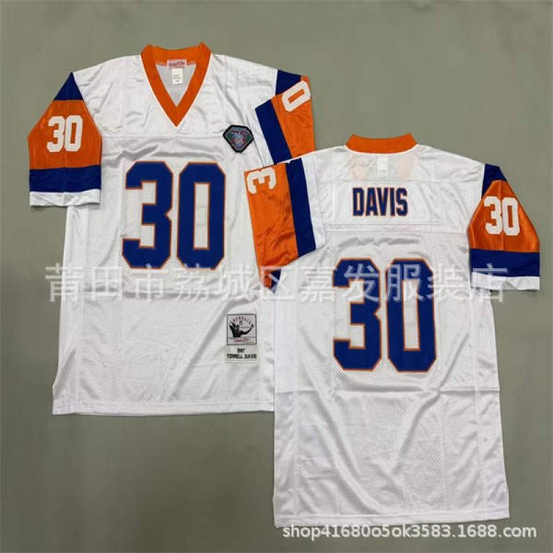 Denver Broncos Retro Football Jersey Mens Cotton Training Shirt NFL Style Rugby Sportswear