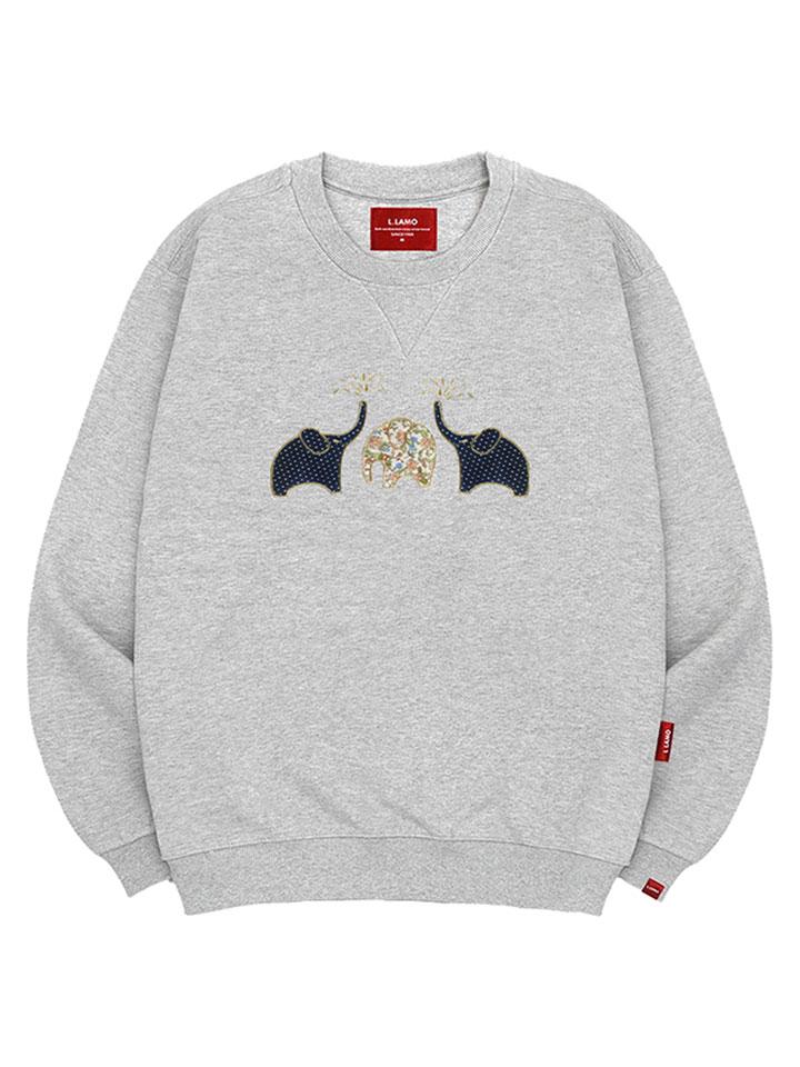 Ellamo Embossed Elephant Sweatshirt Unisex Plus Size S~4Xl (Type B)