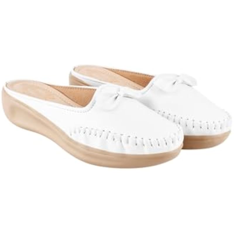 Mocasines de Tacón de Aguja para Mujer Shoetopia Blanco (8 Reino Unido)