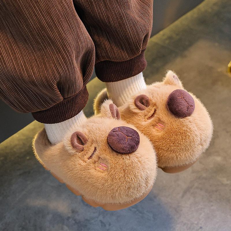 Capybara children's cotton slippers, soft and comfortable, boys' winter cartoon cute non-slip indoor soft-soled baby slippers