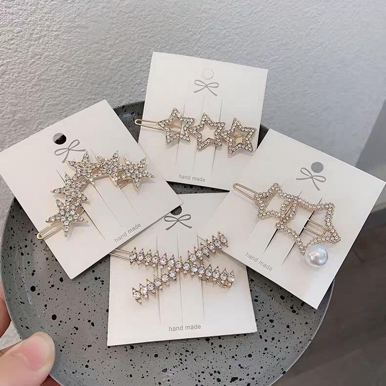 

Korean Style Rhinestone Star Bobby Pin: Minimalist, Shiny Alloy Hair Clip for Bangs