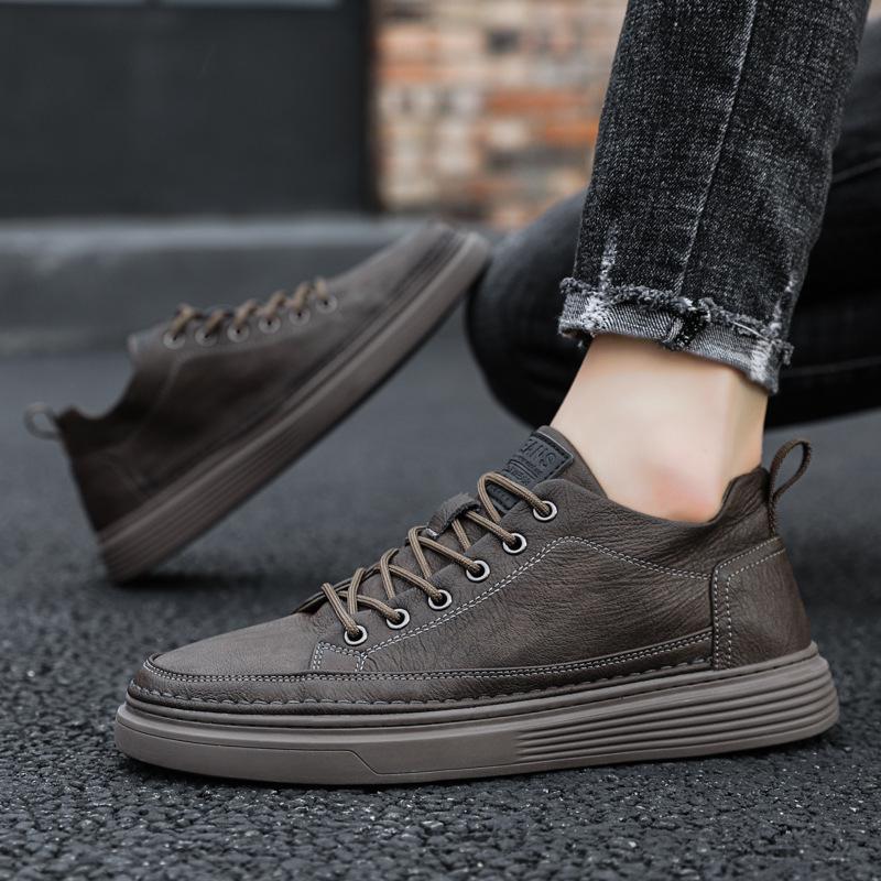 

Summer new casual small black shoes men s Korean version of fashion four seasons sports board shoes low-top labor insurance work shoes men 44 коричневий