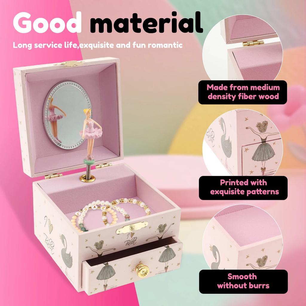 Schmuckaufbewahrungsbox 4 Zoll Ballerina Schwanensee Spieluhr Mädchen Geschenk Organisieren Halskette Armband Heimdeko Kind Spieluhr