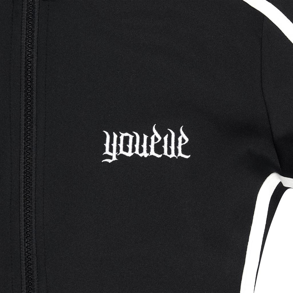Yuibeu Fire Logo Track Line Zip-Up Dress Black