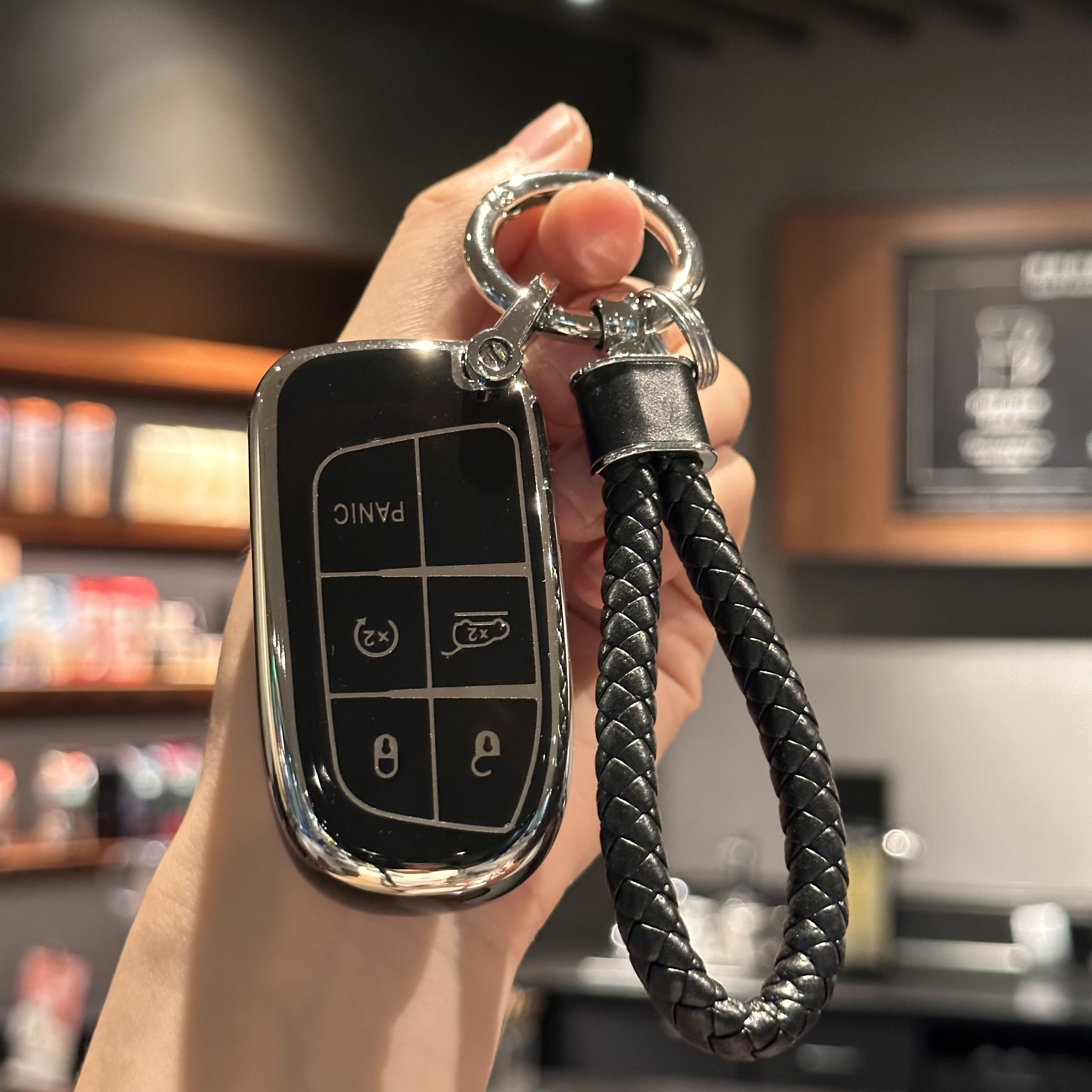 

Чехол для брелока с ремешком для ключей для Fiat, для Jeep, для Renegade, для Grand, для Cherokee, для Dodge, для Ram, автомобильные аксессуары чёрный