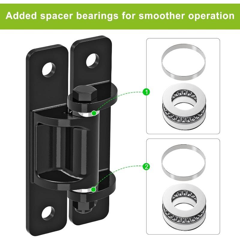Robust steel gate hinges with spacer bearing and electronic coating, removable bolts for hinged doors, aisles and farm gates