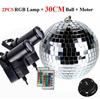 Disco Ball with Motor 8/10/12" Hanging Mirror Ball Rotating Motor with RGB Pinspot Lamps for Club Disco Party Wedding Decor