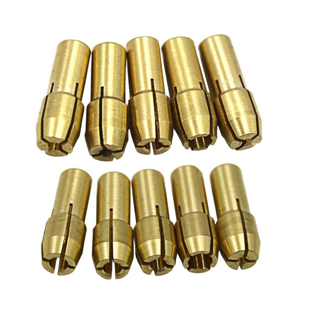11Pcs 0.5-3.2mm Brass Drill Chucks Collet Bits 4.8mm Shank Screw Nut Replacement
