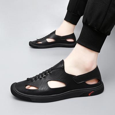 Fashion Men Sandals 2024 Summer New Trend Breathable Leather Men Casual Sandals Fashion Flats Beach Sandals Soft Shoes for Men Big Size