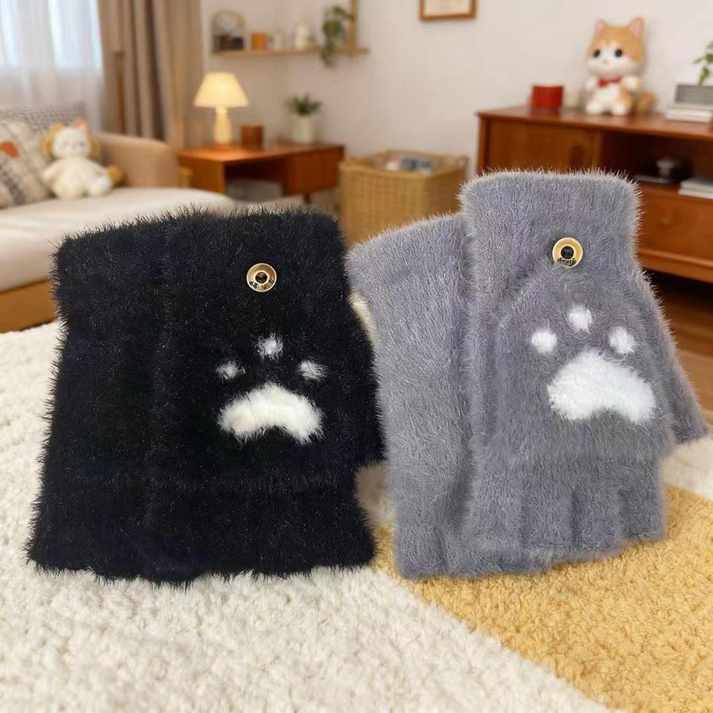 Cute Cat Paw Half-Finger Flip-Top Gloves for Autumn/Winter