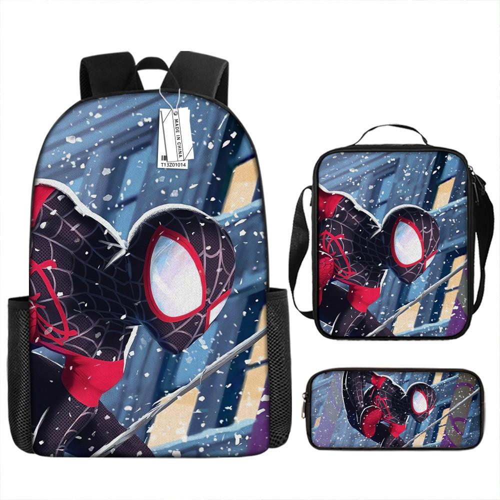 Spiderman School Backpack Set With Oxford Fabric Breathable Waterproof For Kids
