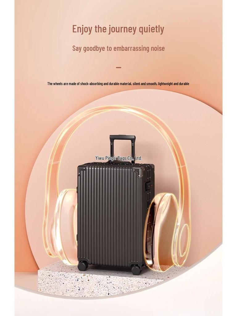 Ping Travel Suitcase: Large Capacity 28-Inch Leather Trolley with Lock for Men and Women, Compact Carry-on for Students.