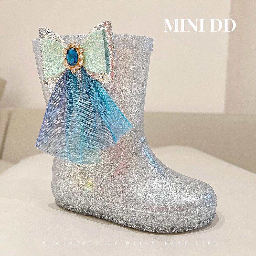 MINI DD2026 Children's Princess Rain Boots - Waterproof, Anti-slip, Mid-calf Shoes for Toddlers & Girls