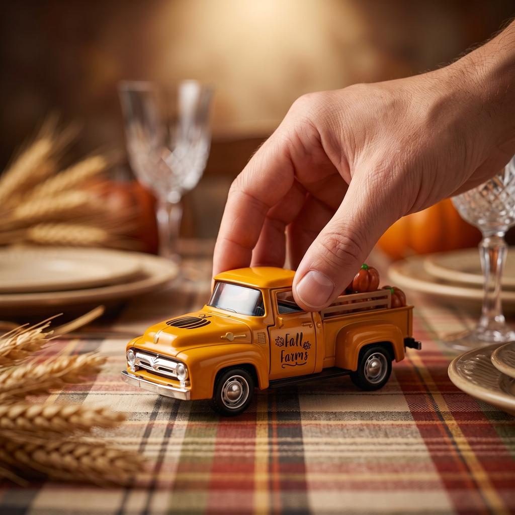 Vintage Pumpkin Die- Alloy Car Model Retro Decor Figurine