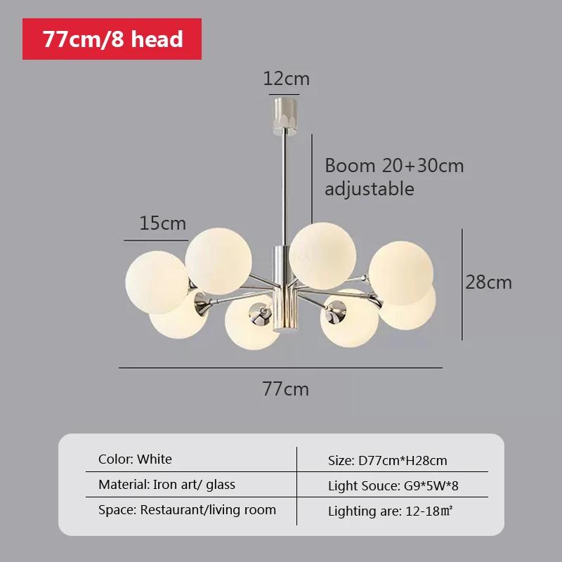 Nordic Glass Pendant Light Modern LED White Multihead Hanging Lamp For Dining Room Bedroom Living Room Indoor Decoration Fixture