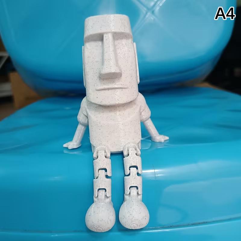 3D Printed Statue Easter Island Ornament With Movable Joints Collectible Figurine Home Desk Decor Party Gift