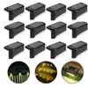 Waterproof IP65 Outdoor Solar Light - - Warm LED Lighting - For Fence, Staircase, Terrace - Set of 12 Pieces Black