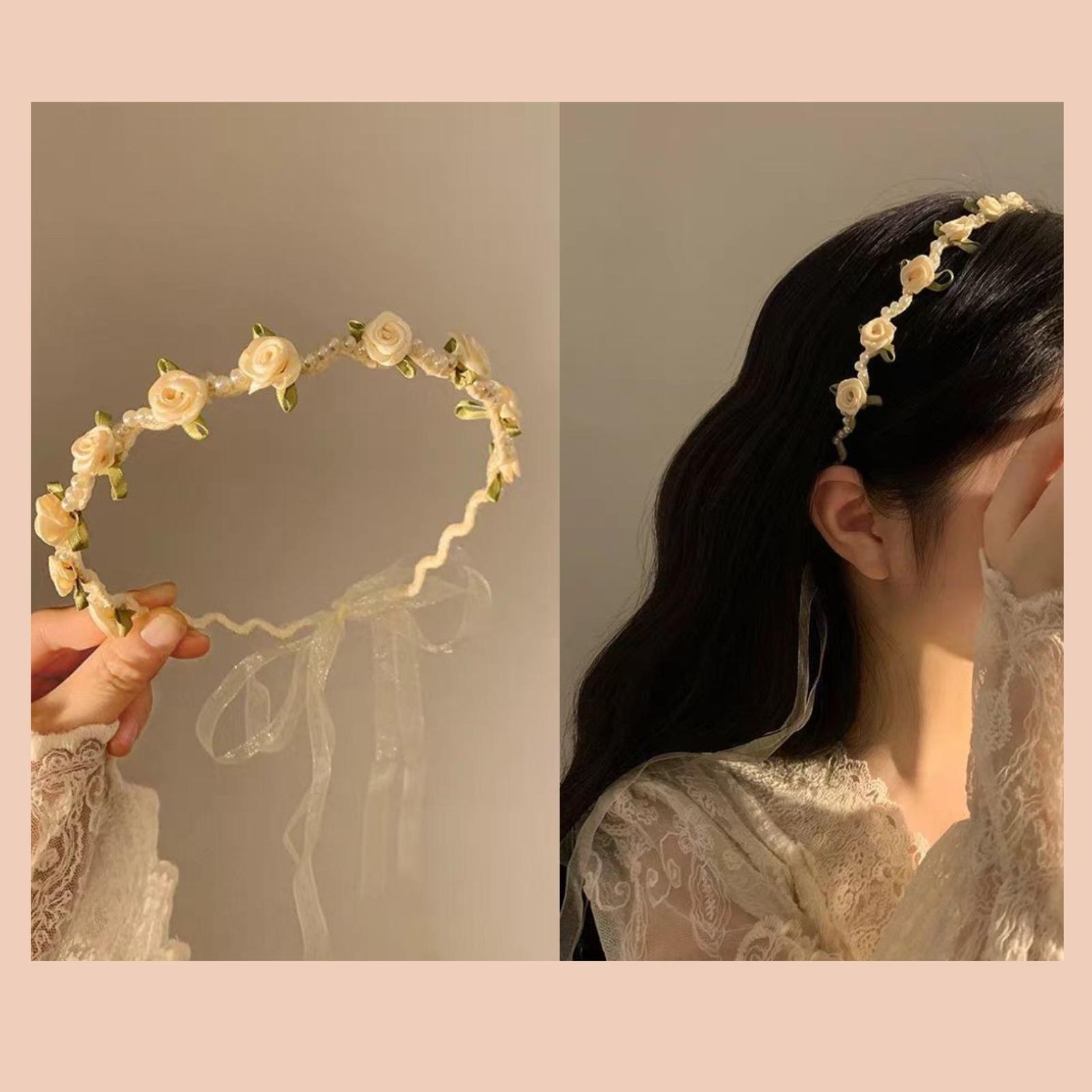 

Детская Цветочная Повязка на Голову Лесная Цветочная Заколка Для Девочек Повязка на Голову с Лентой - Как Аксессуар для Подружки Невесты One Size белый