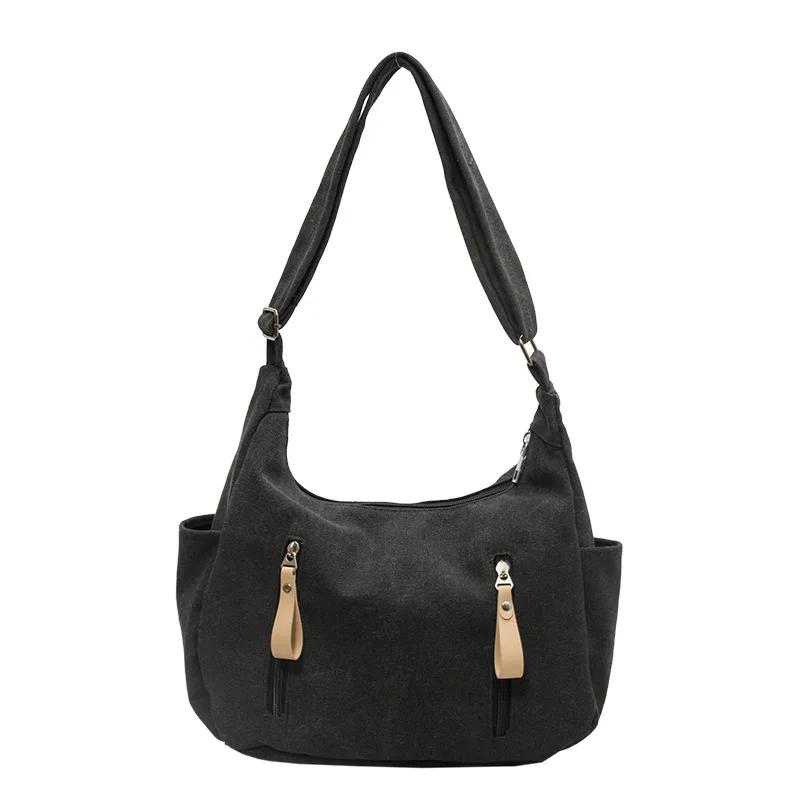 Retro Canvas Underarm Hobo Bag Women Shoulder Crossbody Bags New Commuting Versatile Simple Tote Bags Hand Bags for Women Bolsos