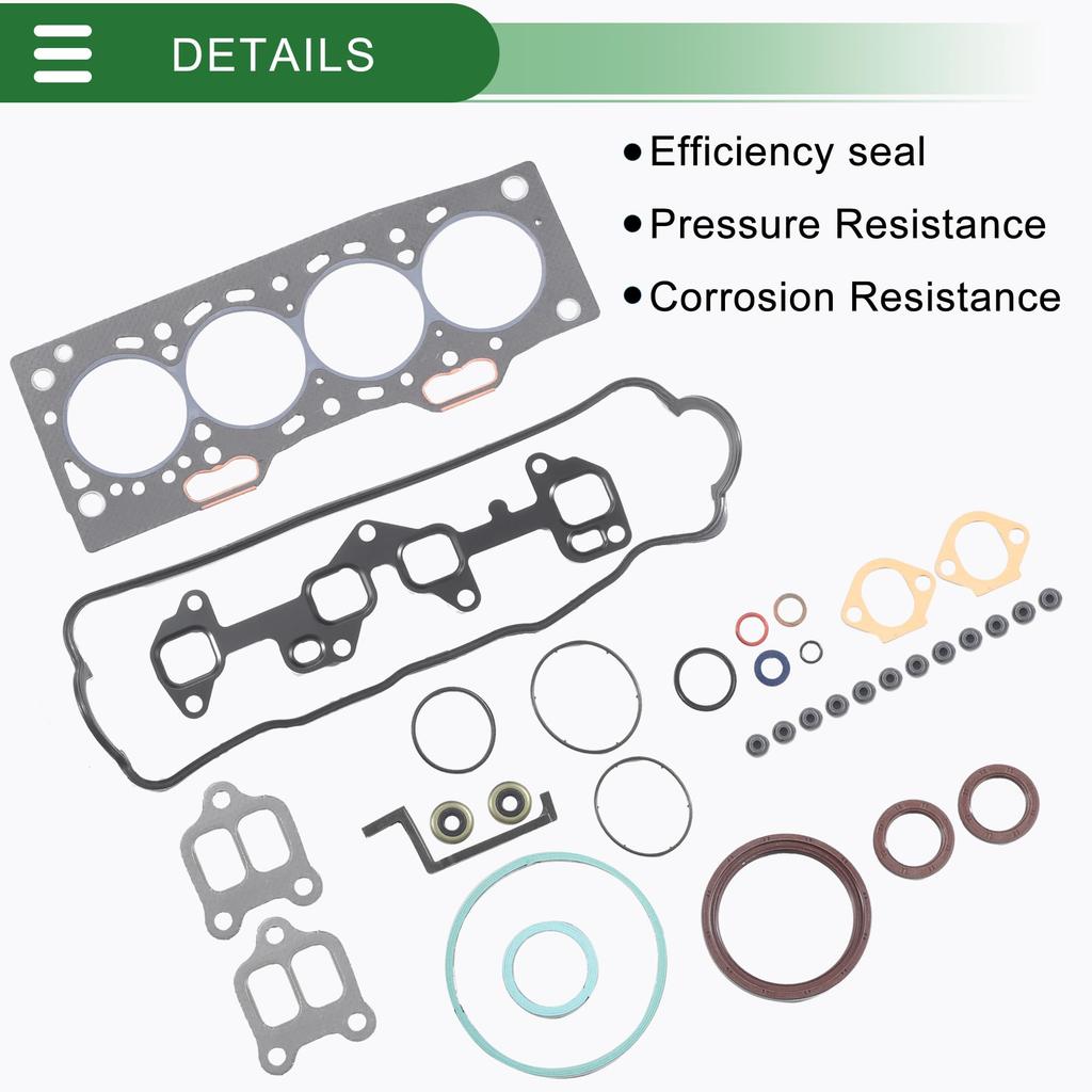 Motoforti Cylinder Head Gasket Kit for Toyota 3E Engine, Engine Valve Gasket Set Rubber No. 0411111075, Efficiency Seal