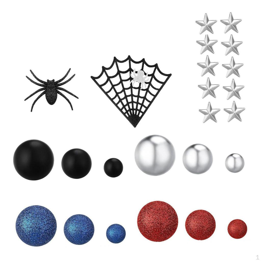 Spiders Cake Topper,Glitter Web Pick Supplies,Party Decoration,Spiders Theme Decor for