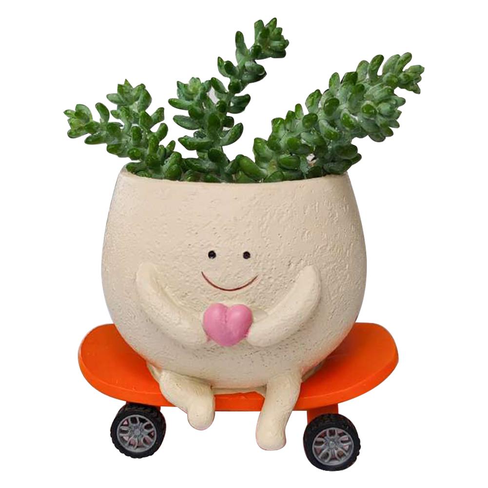 Creative Rocking Chair/Swing Face Flower Pot Garden Pots Cute Resin Head Planters Home Garden Supplies for Indoor Outdoor Plants