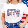 Retro America 1776 Floral T-and Kids Tshirt, Land of the Free Patriotic Tee