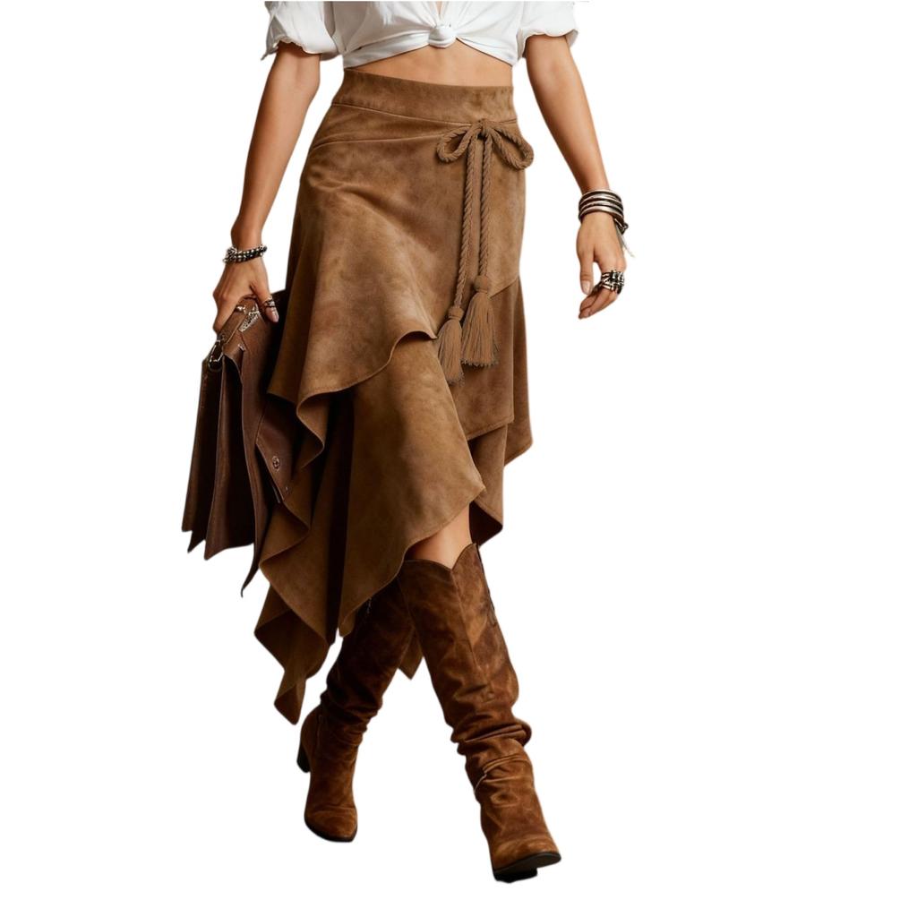Ladies' Irregular Rope Tied Tassel Deer Skirt