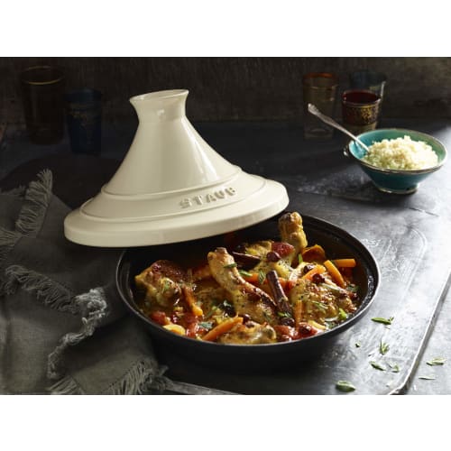 Staub "Ivory Tagine Pot, 20cm" with Handles, Enamel, Induction Compatible [Official Japanese Product] Specialty 40509-394