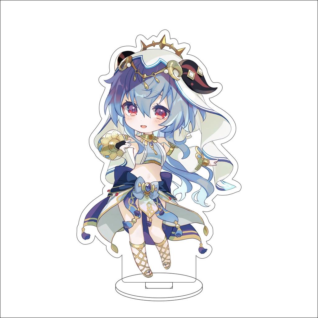 10CM Anime Genshin Impact Figure Stand Model Amamiya Ganyu Cute Desk Decor Standing Sign Gifts