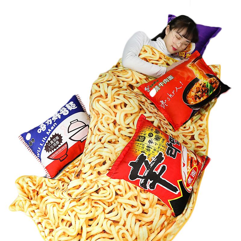 Kawaii Simulationsnudeln Kissen mit Decke Stofftier Essen Ramen Plüschkissen Kissen Essen Plüschtier Heimdekoration