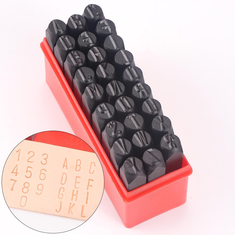 36pcs/set Leather Punching Stamp Set, A-Z, 0-9, Letters & Numbers Steel Stamper, DIY Leather Crafting, Sculpture, Engraving Tool