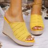 Plattform Strick Atmungsaktive Keilsandalen Übergröße 35-43 Dicke Sohle Fischmaul Offene Zehen Hausschuhe für Damen Sandalias De Mujer