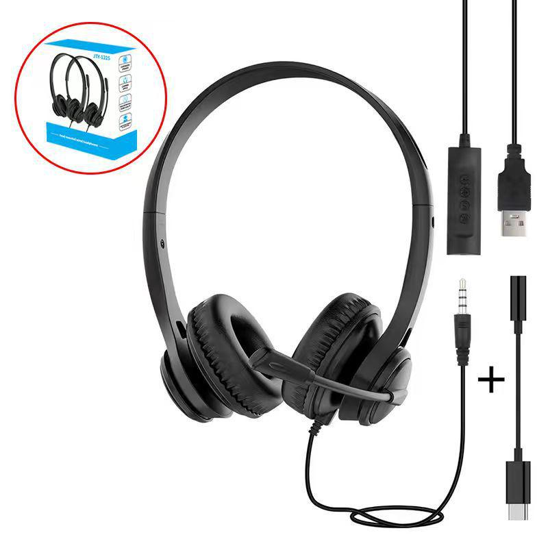 In-Stock Wired Over-Ear Headphones with Microphone and USB Type-C Adapter