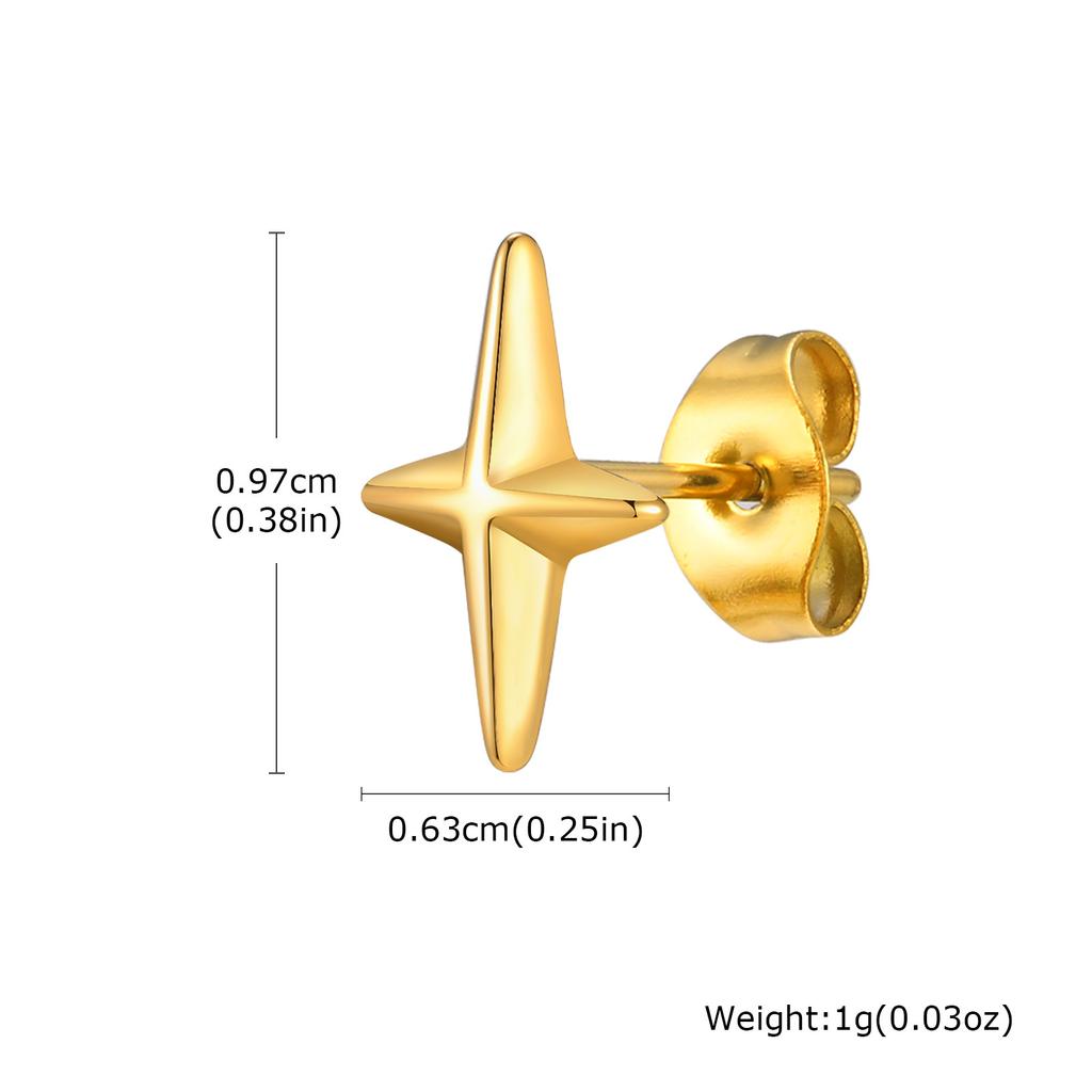Gold Color Stud Earrings for Men Boys,Anti Allergy Stainless Steel Small Earrings,Hip Hop Simple Jewelry Gifts