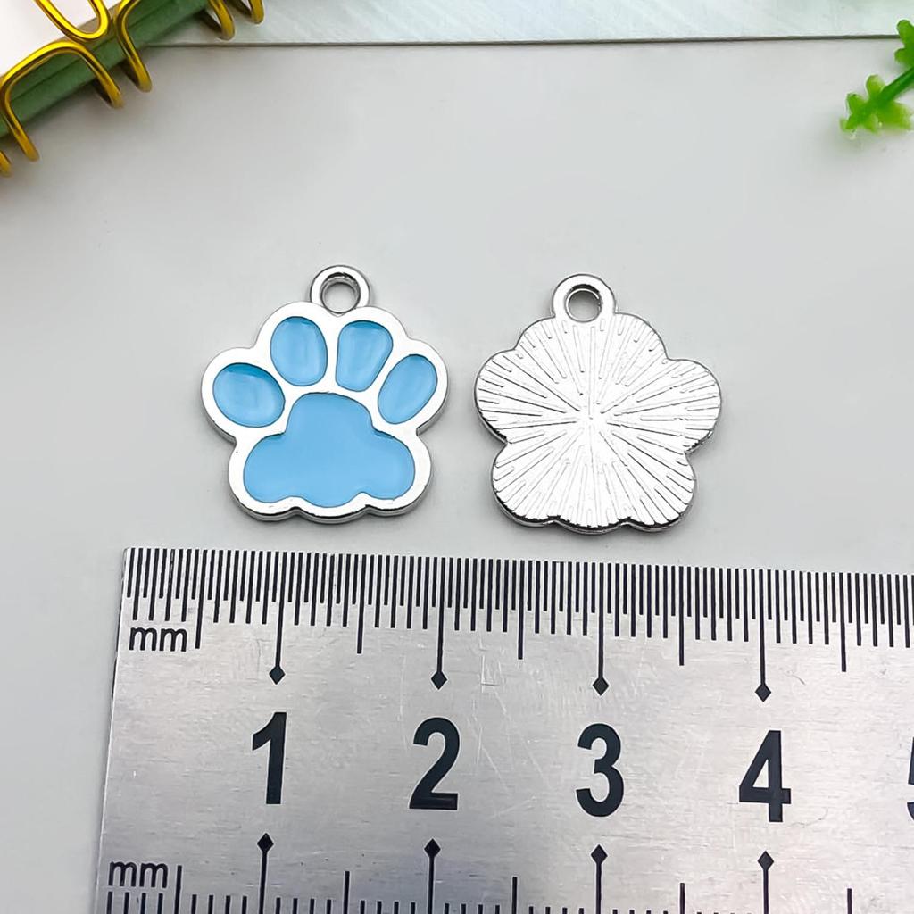 DIY Glitter Dog Paw Pendant: Alloy Drip Oil Jewelry for Pet Tags & Bracelets
