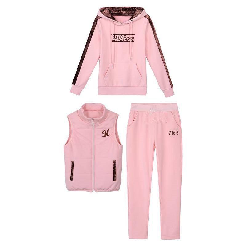 Women's Plush Thickened Three-Piece Casual Sportswear Suit - Autumn/Winter 2024 Fashionable Large Size Sweatshirt.
