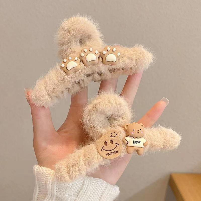 Simpatico Orso Autunno Inverno Mollette per Capelli a Pinza Peluche Donne Ragazze Grande Clip per Capelli a Squalo Fermaglio per Capelli Accessori per Capelli