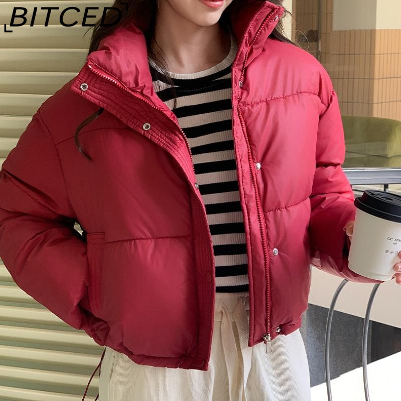 

BITCED Women s Fashionable, Warm and Lightweight Winter Short Down Jacket with Stand Collar XL красный