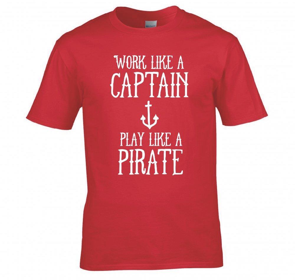 Work Like A Captain Play Like A Pirate T Shirt 2XL