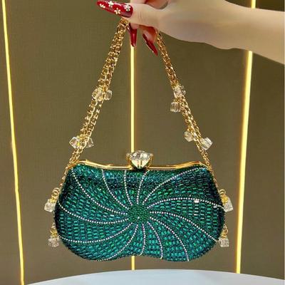 Ladies' Shiny Water Diamond Dinner Bag, Evening Dress Bag, Fashionable, Elegant and Stylish Clutch Bag